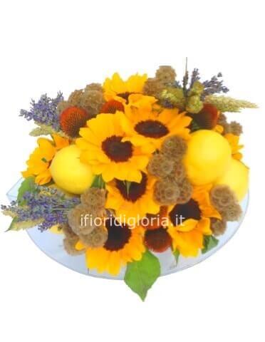 Centrotavola con girasoli