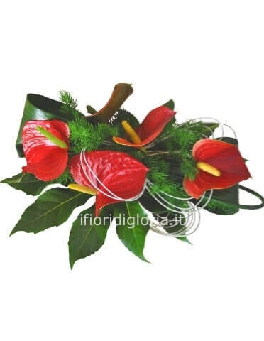 Composizione centrotavola con anthurium